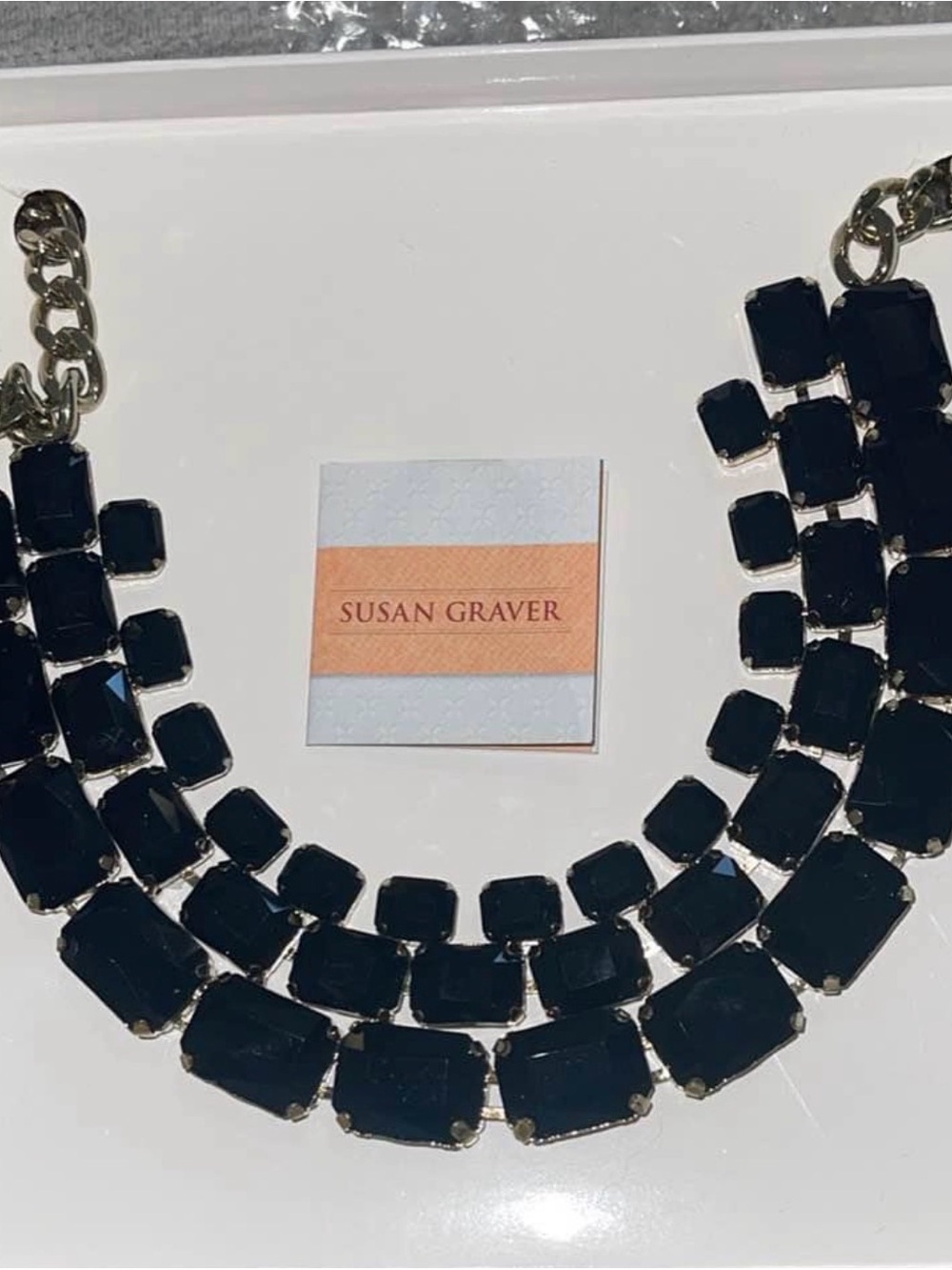 Susan Graver Black Faceted Multi-Row Necklace